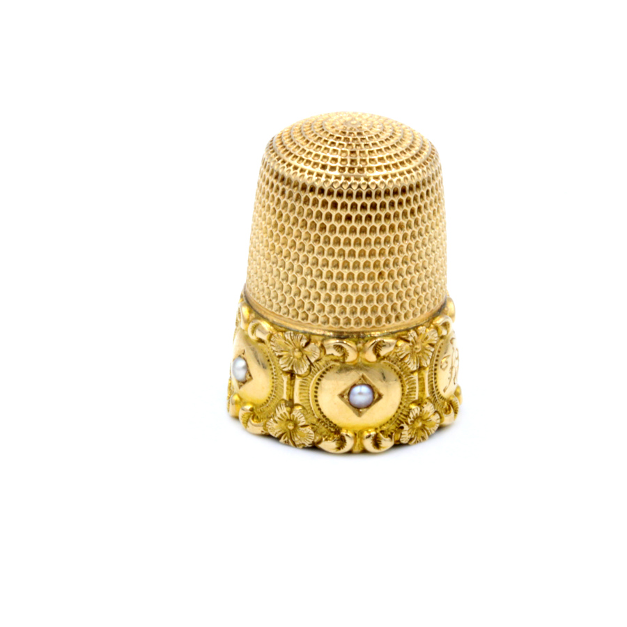 A5265 14ct Thimble With Pearls 1 14ct Thimble With Pearls